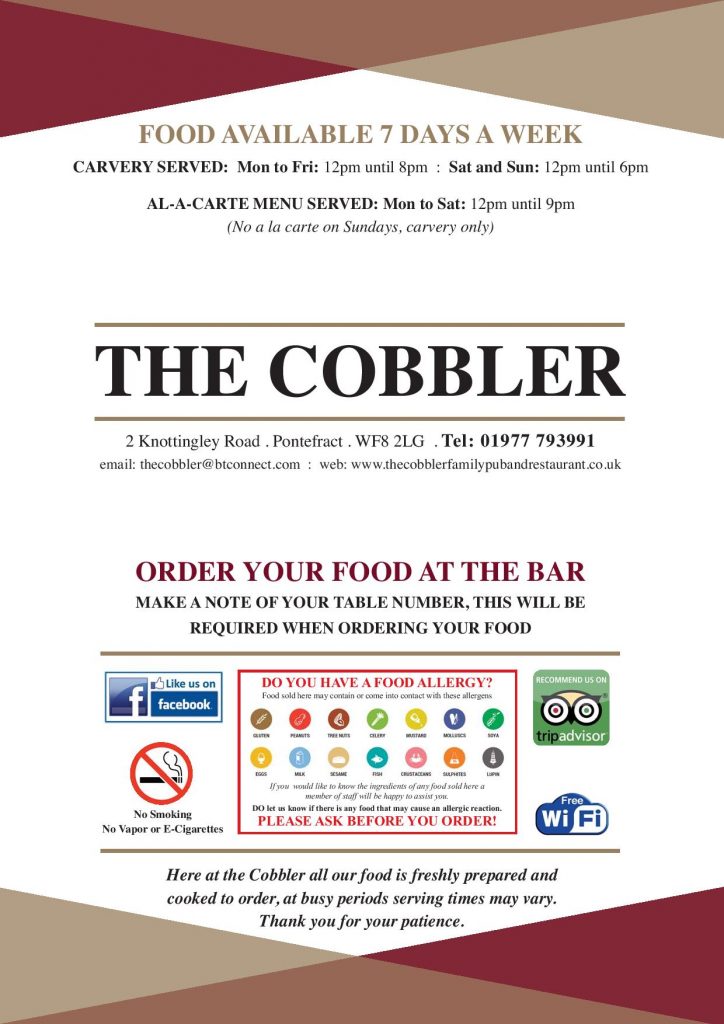 Our Food The Cobbler Family Pub & Restaurant